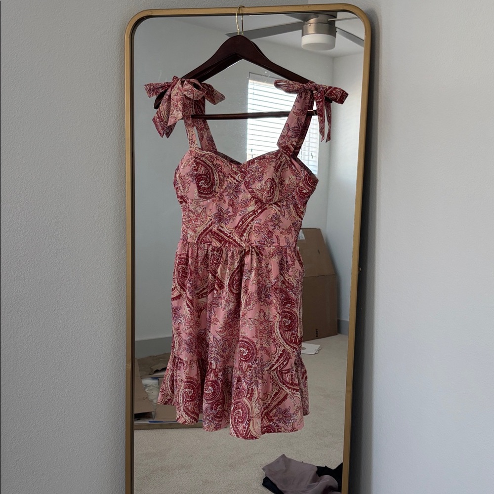 Pink Paisley Sundress with Bow Straps